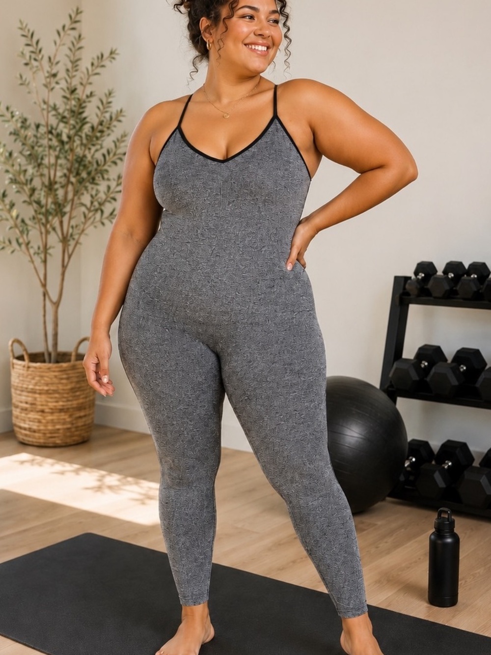 PINK Victoria's Secret Gray One-Piece Active Unitard Bodysuit